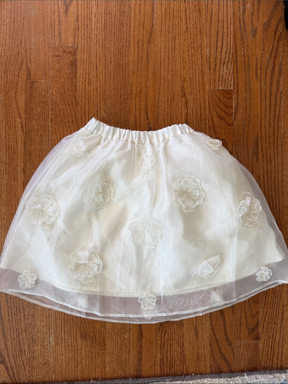 Crewcuts Ivory Floral Appliqué Skirt, size medium.
